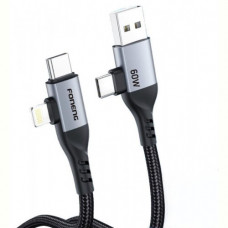 Кабель Foneng X92 4-in-1 (60W) USB/USB-C - USB-C/Lightning (M/M), 1 м, Black (X92-CA-FIO)