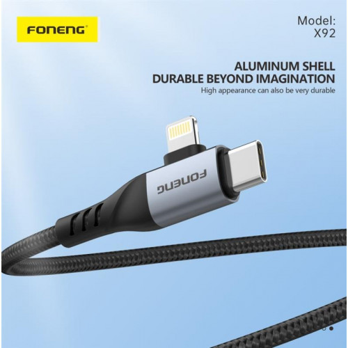 Кабель Foneng X92 4-in-1 (60W) USB/USB-C - USB-C/Lightning 1м Black (X92-CA-FIO)