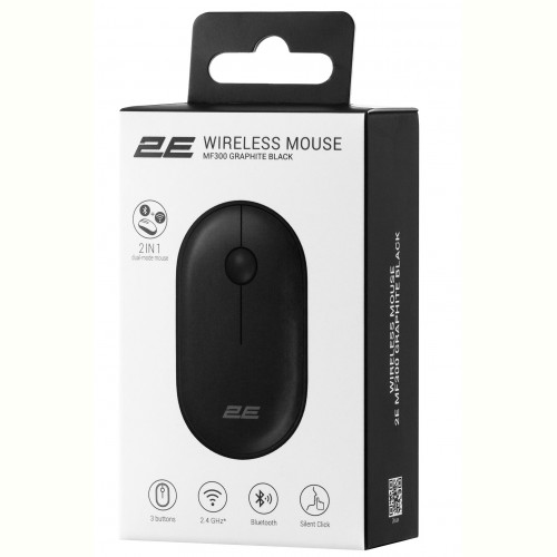 Миша бездротова 2E MF300 Silent WL BT Graphite black (2E-MF300WBK) USB