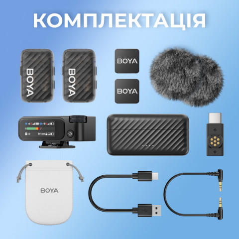 Бездротовий мікрофон BOYA MIC 2-02 Type-C/TRS Black Купити в Україні