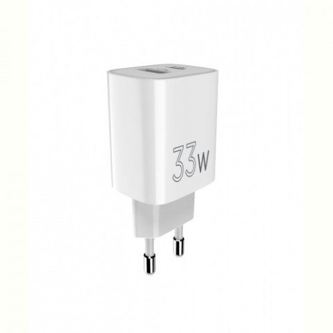 Мережевий зарядний пристрій Sigma mobile X-power 33W GaN, PD, QC (1xUSB-C + 1xUSB-A) White (PS33-01)