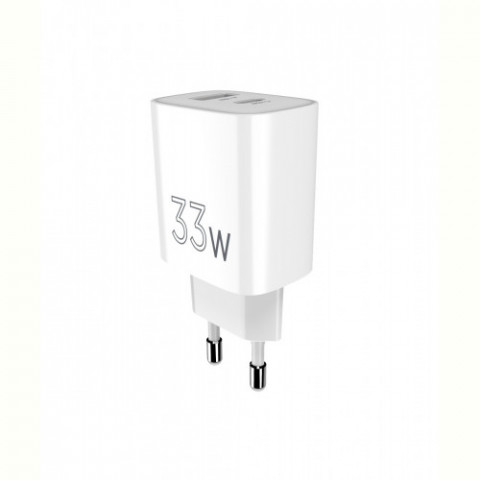 Мережевий зарядний пристрій Sigma mobile X-power 33W GaN, PD, QC (1xUSB-C + 1xUSB-A) White (PS33-01)