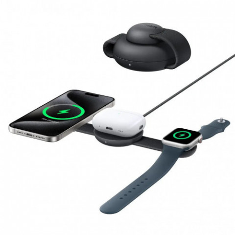 Бездротовий зарядний пристрій Anker MagGo Wireless Charging Pad 15W 3-in-1 Foldable Black (B25M8H11)