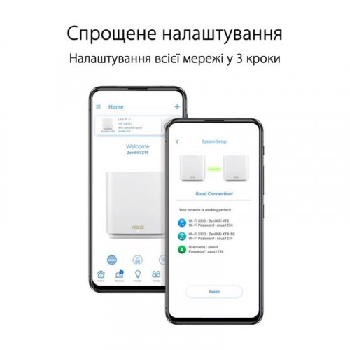 Бездротовий маршрутизатор Asus ZenWiFi XT9 White 1pk (XT9-W-1-PK/90IG0740-MO3B60)