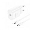 Мережевий зарядний пристрій Foneng EU51 (USB-Сх3A) White (EU51-CH-W) + кабель USB Type C