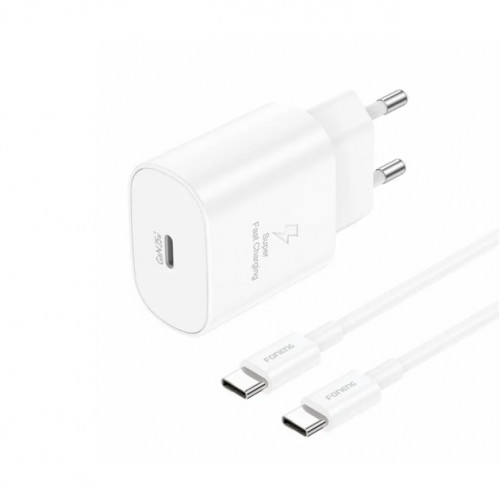 Мережевий зарядний пристрій Foneng EU51 (USB-Сх3A) White (EU51-CH-W) + кабель USB Type C