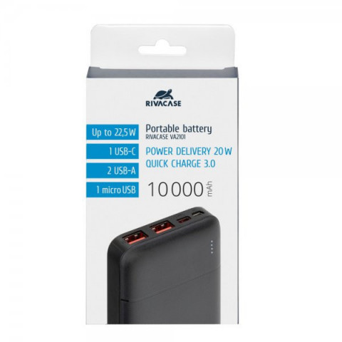 Портативний зарядний пристрій Rivacase, 10000 mA, RIVAPOWER VA2101 (Black)