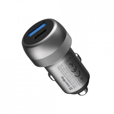 Автомобільний зарядний пристрій ColorWay 2USB (Type-C PD35W + USB QC3.0 35W) 70W Gray (CW-CHA066PD-GR)