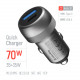 Автомобільний зарядний пристрій ColorWay 2USB (Type-C PD35W + USB QC3.0 35W) 70W Gray (CW-CHA066PD-GR)
