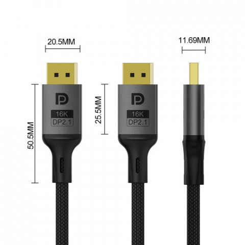 Кабель ColorWay DisplayPort-DisplayPort V2.1 16K 1.5м, Black (CW-CBDP091-BK)