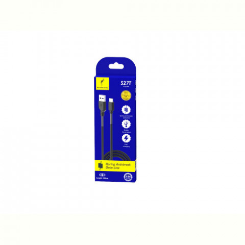 Кабель SkyDolphin S27L Spring Anti-Brake USB - USB Type-C (M/M), 1 м, Black (SDUSB-000611)