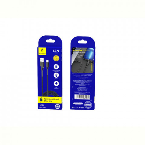 Кабель SkyDolphin S27L Spring Anti-Brake USB - USB Type-C (M/M), 1 м, Black (SDUSB-000611)