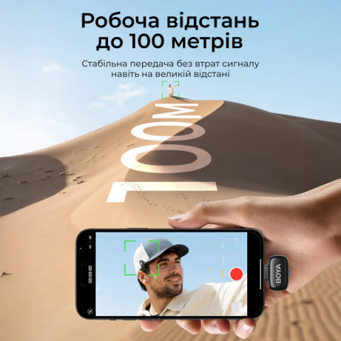 Бездротовий петличний мікрофон Boya mini 2-01 Type-C/Lightning Black Купити в Україні
