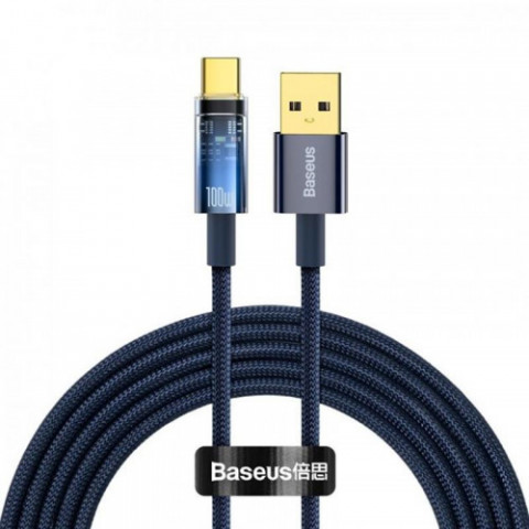 Кабель Baseus Explorer USB-USB Type-C, 5A, 100W, 2м Blue (CATS000303)