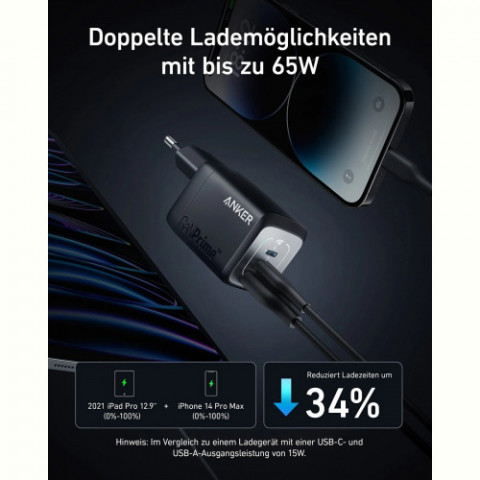 Мережевий зарядний пристрій Anker GaN Prime 67W Black (A2669313)