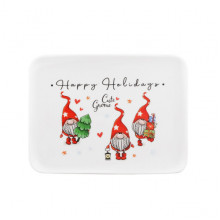 Блюдо Ardesto Christmas Gnomes, 20х15см, порцеляна, прямокутна