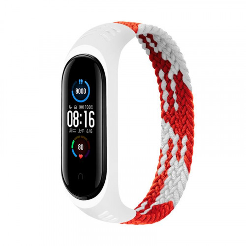 Ремінець BeCover Elastic Nylon Style для Xiaomi Mi Smart Band 5/Mi Smart Band 6 Size L Red/White (706159)