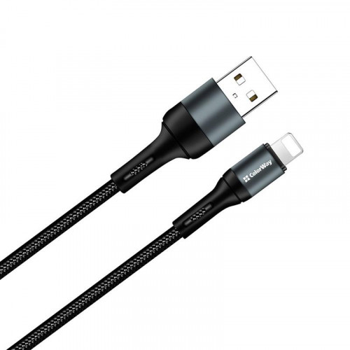 Кабель ColorWay USB-Lightning, nylon, 2.4А, 1м, Black (CW-CBUL045-BK)