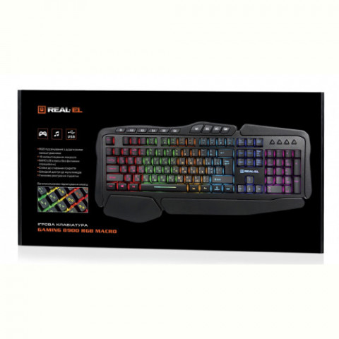Клавіатура REAL-EL Gaming 8900 RGB Macro Ukr Black USB