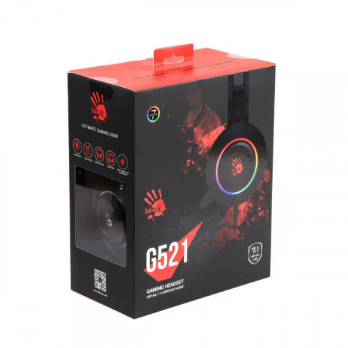 Гарнітура ігрова Bloody G521 з підсвічуванням, USB, колір чорний
