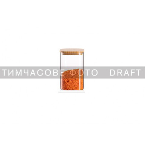 Банка для зберігання ARDESTO Midori 700мл, скло, бамбук, квадратна, прозорий