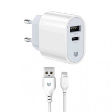 Мережевий зарядний пристрій MadeInFuture MFS12 12W A+C + кабель USB-A to Lightning White (MIF82823)