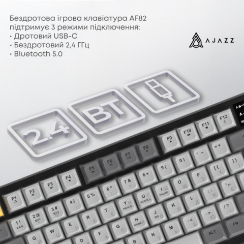 Бездротова мембранна клавіатура Ajazz AF82 (AF82-BW) Купити в Україні