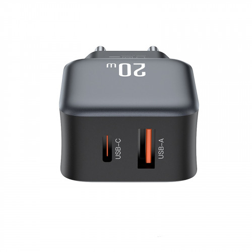 Мережевий зарядний пристрій XO L154 (1USB-С, 1USB, 3А) PD, QC 3.0 Black (L154.black)