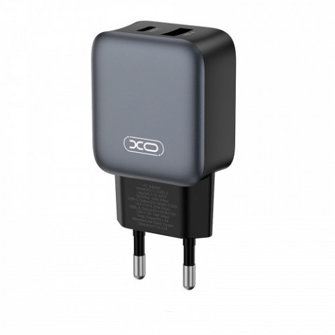 Мережевий зарядний пристрій XO L154 (1USB-С, 1USB, 3А) PD, QC 3.0 Black (L154.black)