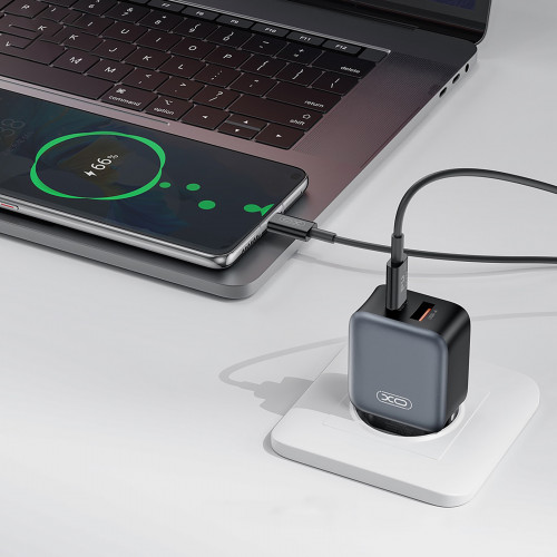 Мережевий зарядний пристрій XO L154 (1USB-С, 1USB, 3А) PD, QC 3.0 Black (L154.black)