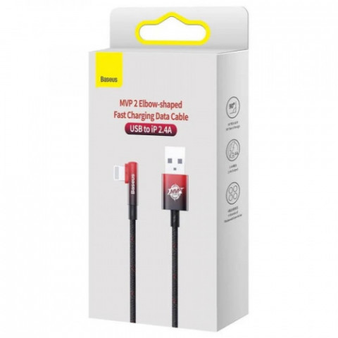 Кабель Baseus MVP 2 USB - Lightning (M/M), 2.4A, 2 м Black/Red (CAVP000120)