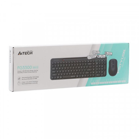 Комплект бездротовий, клавіатура з мишою, A4Tech Fstyler FG3300 Air2 (Grey), сірий колір