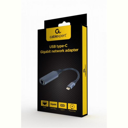 Адаптер Cablexpert (A-USB3C-LAN-01) USB Type-C-RJ-45, 0.15м, Black