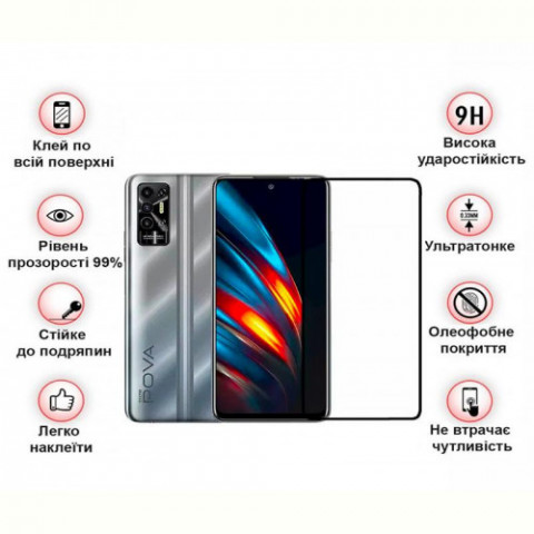 Захисне скло BeCover для Tecno Pova 2 (LE7n) Black (708167)