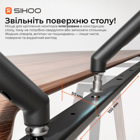 Комп’ютерний стіл з електрорегулюванням висоти Sihoo D07 1.6m Walnut/Black (D07B-101/D07J-101-AB) Купити в Україні