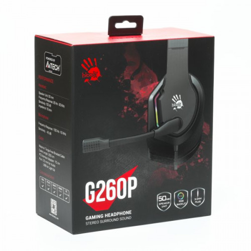 Гарнітура ігрова Bloody G260p (Black) з підсвічуванням, USB, колір чорний