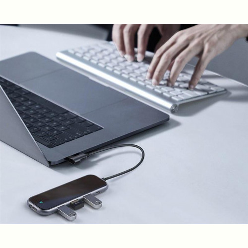 Концентратор USB-C Baseus 3хUSB3.0, USB-C, HDMI Grey (CAHUB-BZ0G)