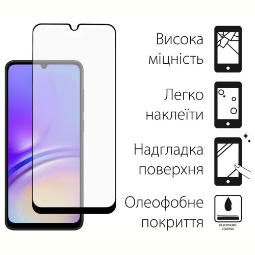 Захисне скло Dengos для Samsung Galaxy A05 SM-A055 Black Full Glue (TGFG-330)