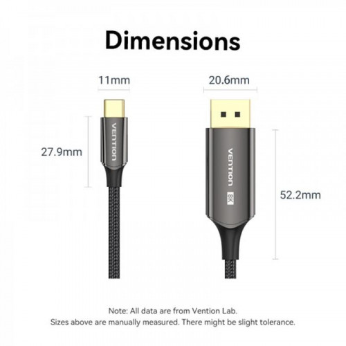 Кабель Vention USB Type-C - DisplayPort (M/M), 1 м, Black (CRFBF)