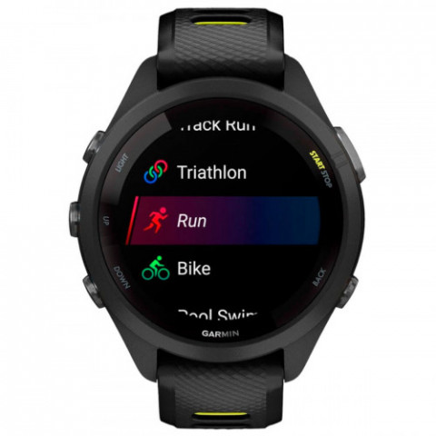 Смарт-годинник Garmin Forerunner 265S Black Bezel and Case with Black/Amp Yellow Silicone Band (010-02810-53)