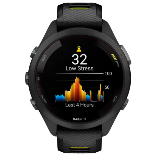 Смарт-годинник Garmin Forerunner 265S Black Bezel and Case with Black/Amp Yellow Silicone Band (010-02810-53)