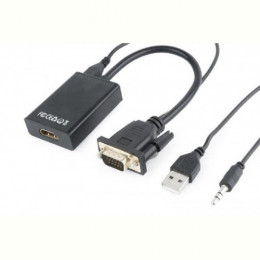 Адаптер Cablexpert (A-VGA-HDMI-01) VGA-HDMI, зі звуком, 0.15м, чорний