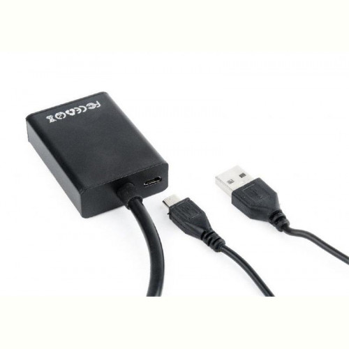 Адаптер Cablexpert (A-VGA-HDMI-01) VGA-HDMI, зі звуком, 0.15м, чорний