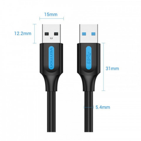 Кабель Vention USB - USB V 3.0 (M/M), 1 м, Black (CONBF)