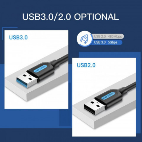 Кабель Vention USB - USB V 3.0 (M/M), 1 м, Black (CONBF)