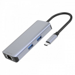 Type-C-Хаб Proove Iron Link 6 in 1 (2*USB3.0 + SD/TF + RJ45 + HDMI) silver