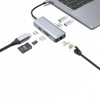 Type-C-Хаб Proove Iron Link 6 in 1 (2*USB3.0 + SD/TF + RJ45 + HDMI) silver Купити в Україні