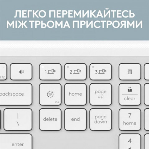Клавiатура бездротова Logitech Signature Slim K950 US OffWhite USB (920-012466)