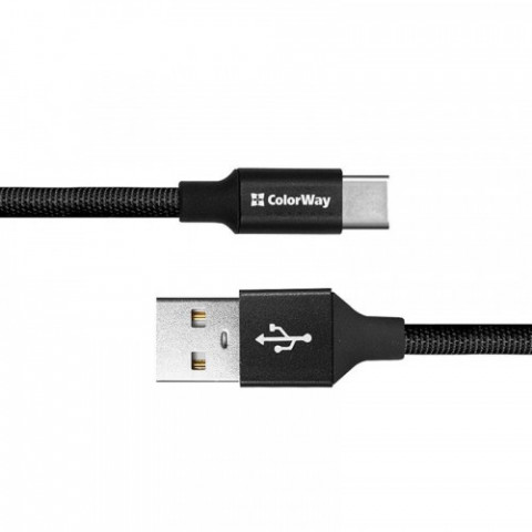 Кабель ColorWay USB-Type-C 2.4А, 0.25м, Black (CW-CBUC048-BK)
