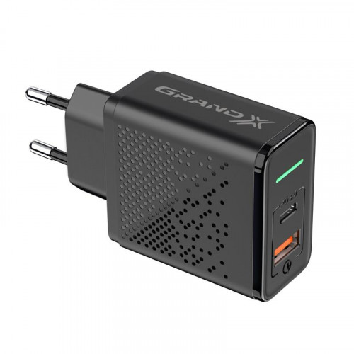 Мережевий зарядний пристрій Grand-X Fast Сharge 6в1 (1хUSB, 1хTypeC, 18W) Black (CH-880)